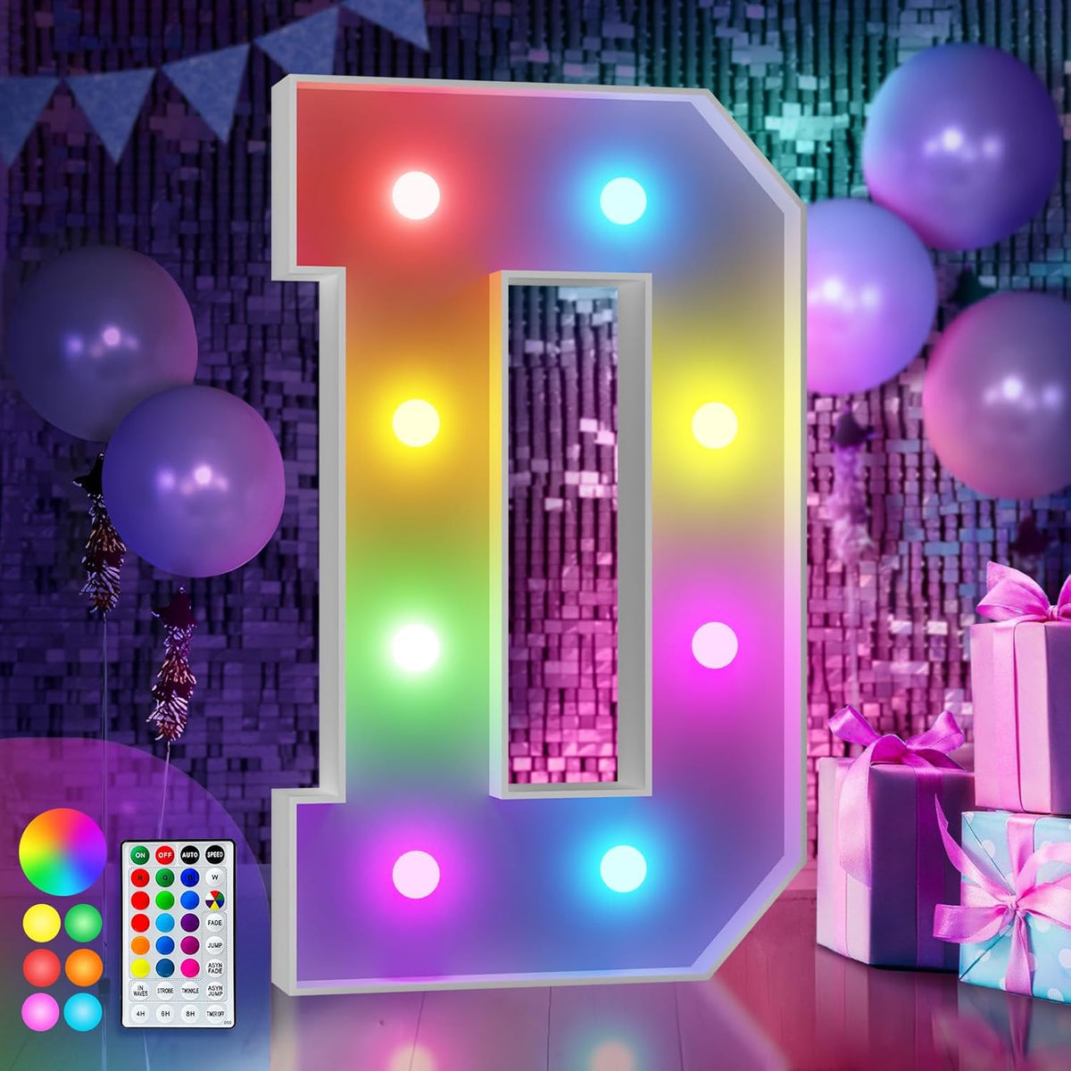 3FT Colorful Marquee Light Up Letters D, 18 Colors Light Up Alphabet Signs with Remote, Marry Me