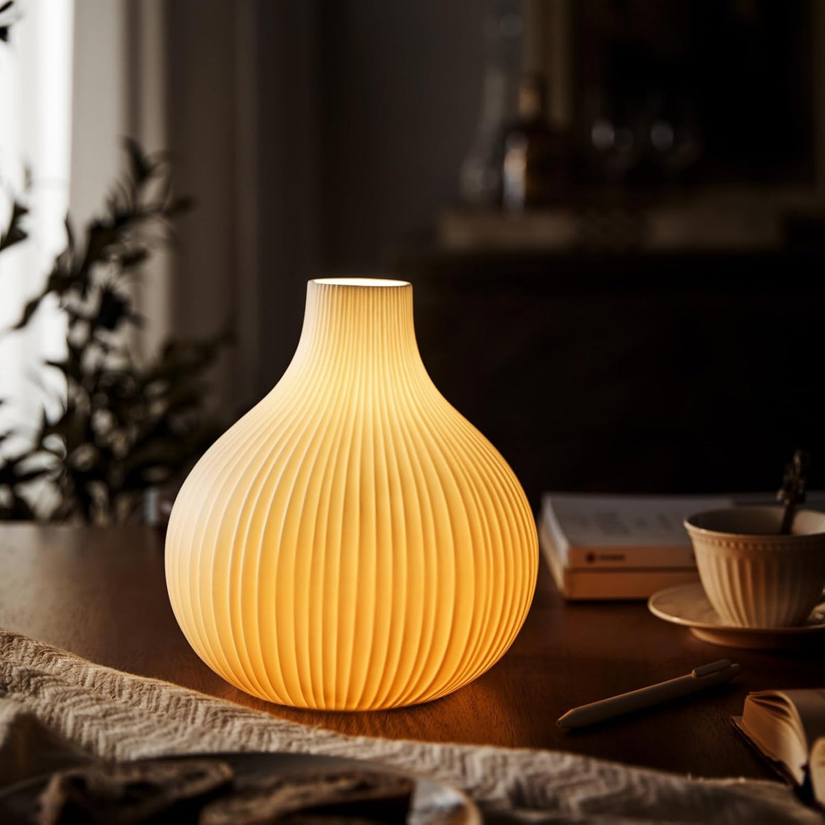 RONDURE 8.7" Modern Ceramic Table Lamp, Modern Bedside Lamps for Bedroom, Living Room and