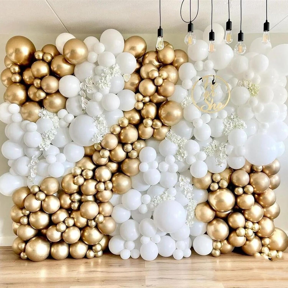 412pcs Metallic Gold Balloon Garland Arch Kit 18 12 10 5 Inch Different Sizes Latex Chrome Balloons
