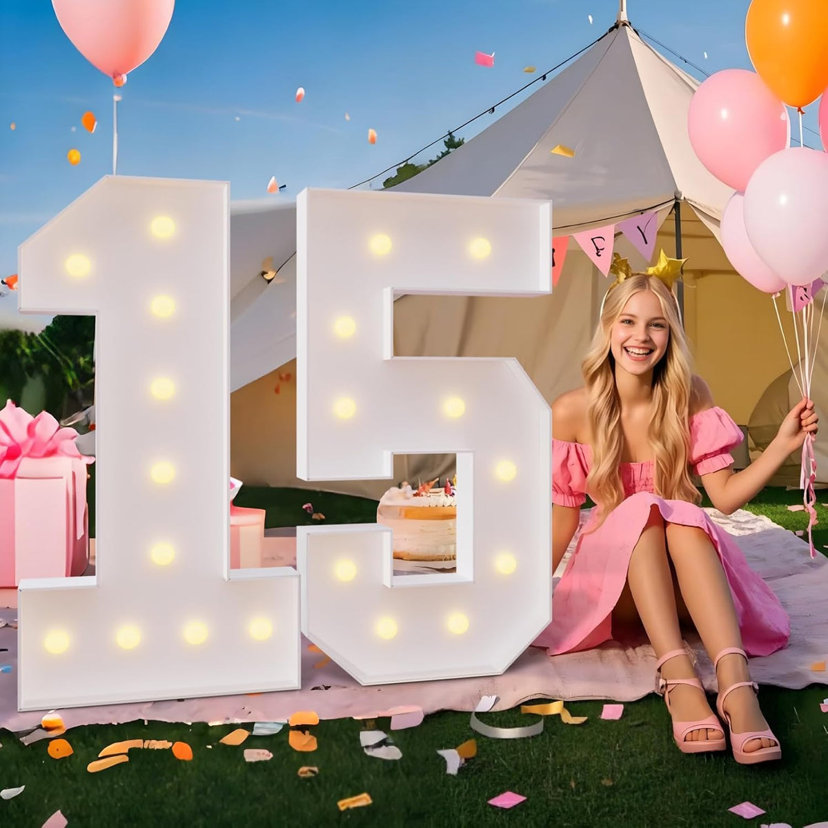 imprsv 4FT Marquee Numbers, Light Up Numbers 9 for 19th Birthday Decorations, Large Light Up 9