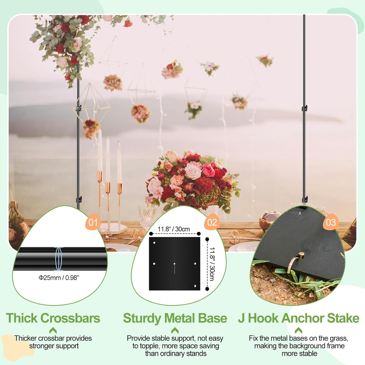 FUDESY Heavy Duty Backdrop Stand, 10x10ft Adjustable Photo Background Stand Support System Kit with