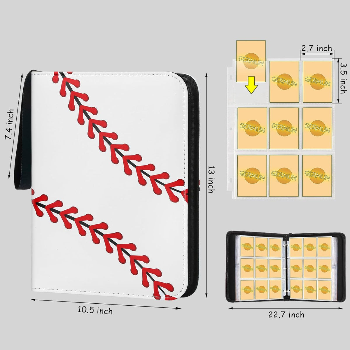 Baseball Card Binder - 9 Pocket, Premium PU Card Book, Card Holder Binder, Compatible with MTC