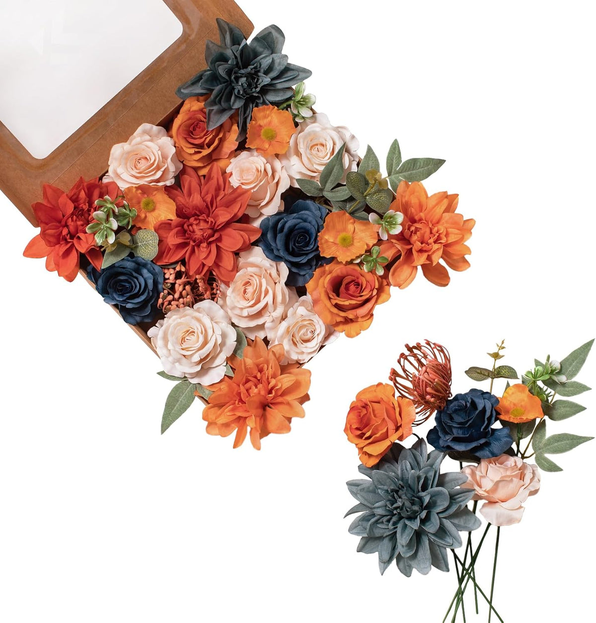 FANKO Rose Artificial Flowers Combo for DIY, Dusty Fake Rose Artificial Silk Flowers with Greenery