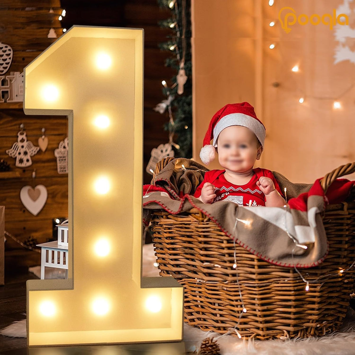 Pooqla 3FT Light Up Marquee Numbers, Cool White and Warm White LED Large Lighted Sign for Party