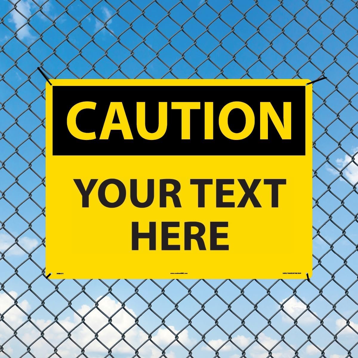 Custom OSHA Style Caution Sign 18" x 24" Plastic Sign, Customizable "Your Text Here", by