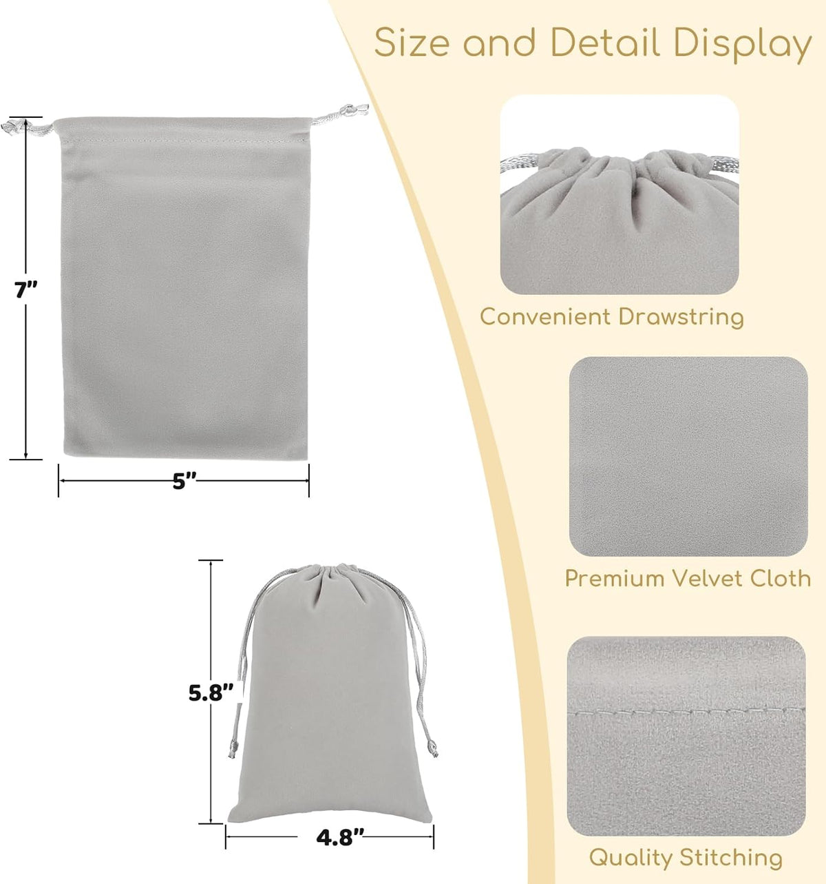Velvet Drawstring Jewelry Bag, 50Pcs Grey Dice Bag, 5x7 Tarot Card Pouch, Or Wrapping Halloween