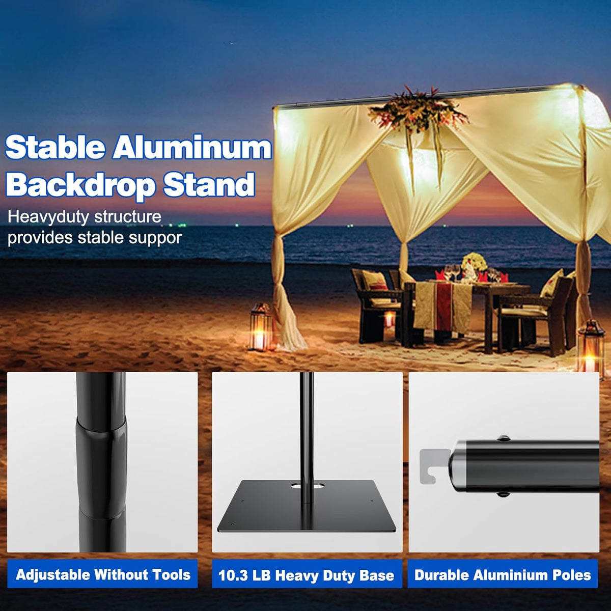 Pipe and Drape Backdrop Stand 8ftx10ft Adjustable Background Support System Heavy Duty Background