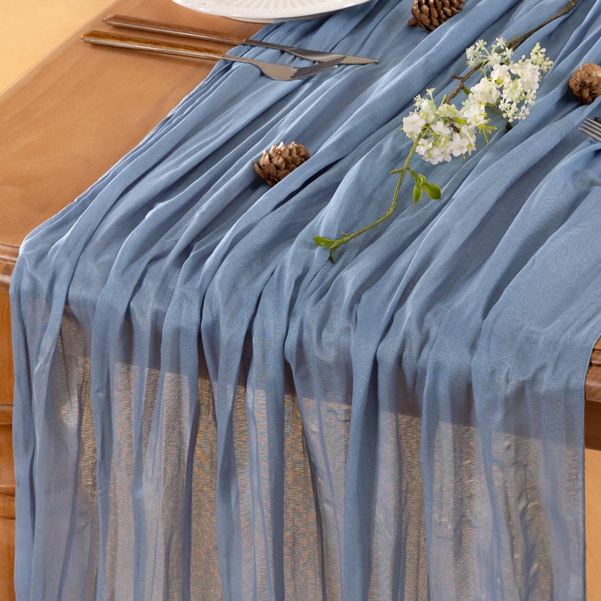 Dusty Blue Table Runner Cheesecloth Table Runner 10FT Farmhouse Table Runners 120 Inches Fall Table