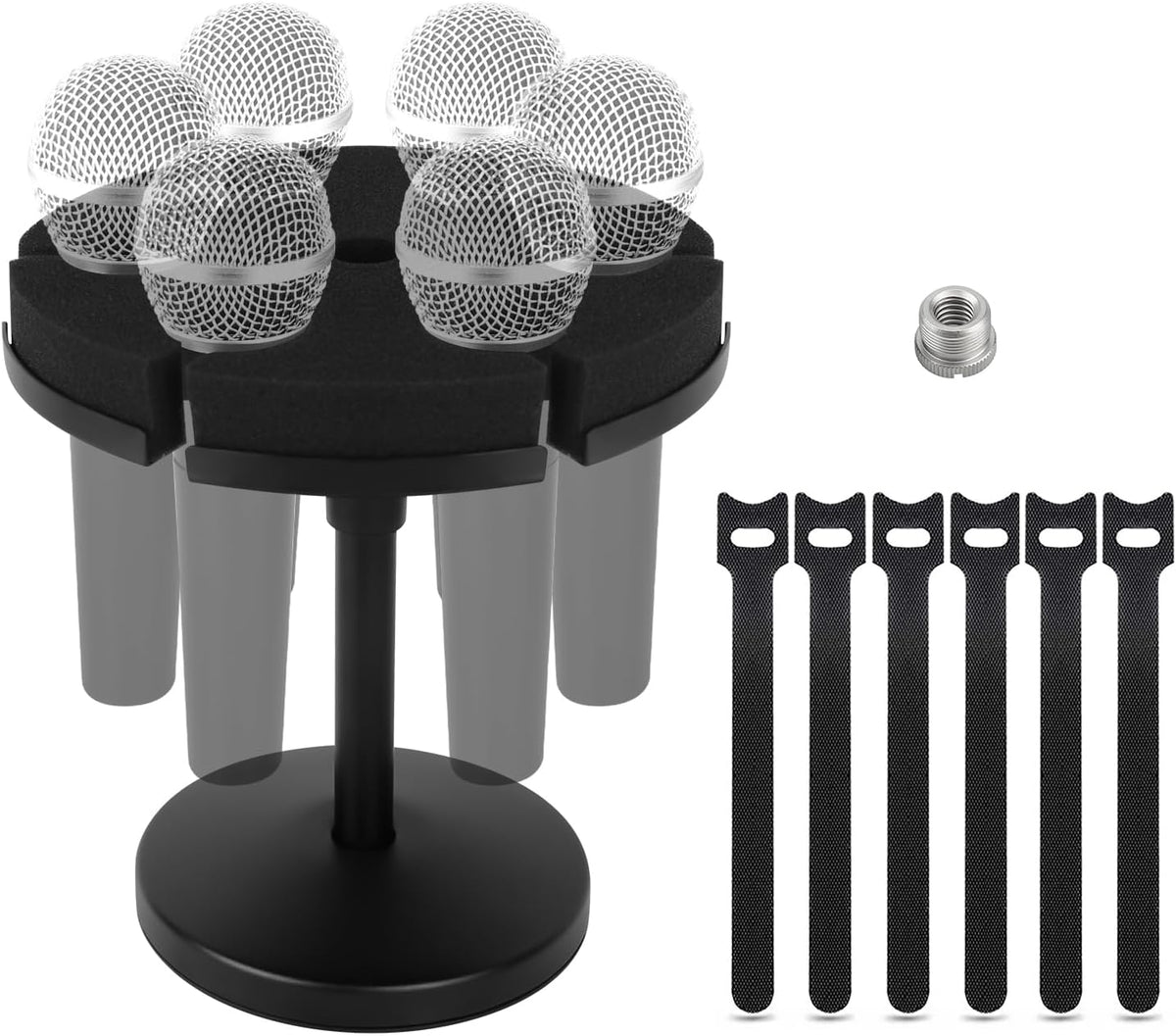 Multi Microphone Holder, Wired and Wireless Mic Holder for Stand, Hold Up to 6 Microphones