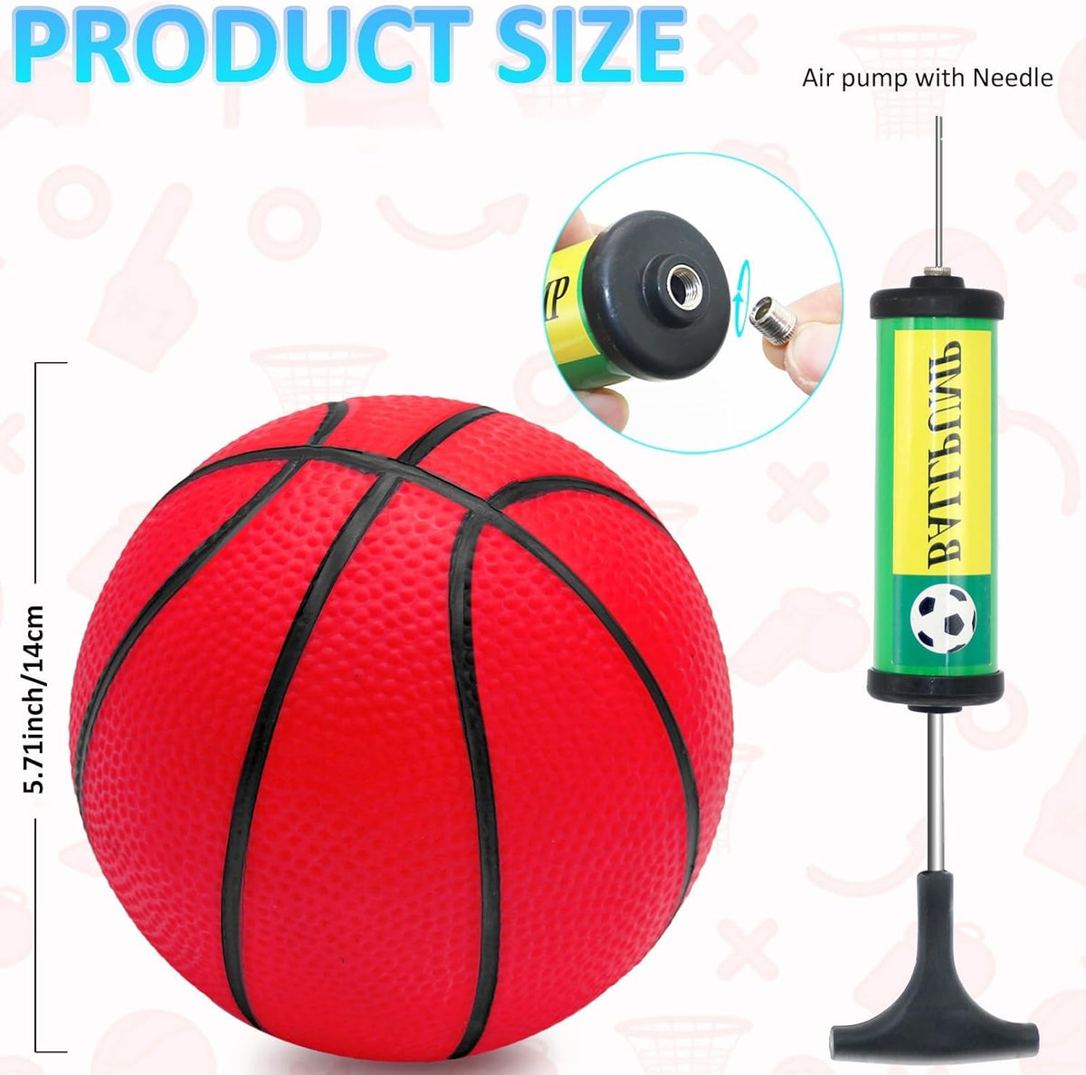 18Pcs 5" Mini Basketball Balls Bulk Small Basketball Set, PVC Small Basketball for Over The Door