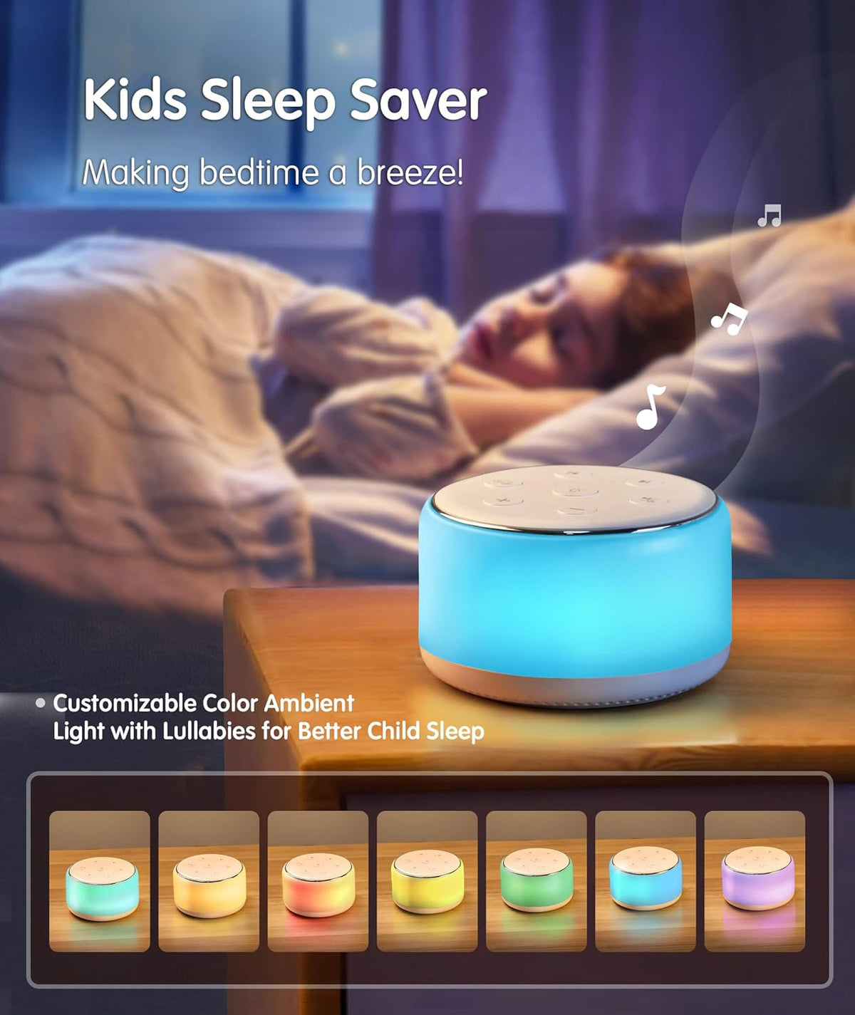 FamiSym White Noise Sound Machine Baby for Sleeping with Night Light – 34 Soothing Sounds