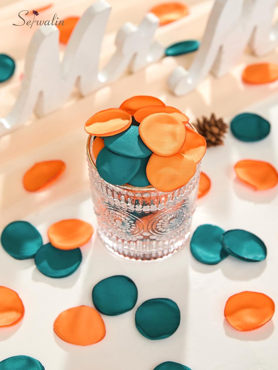 Serwalin 300Pcs Silk Rose Petals Fake Flower Petals Green Orange Artificial Rose Petals for