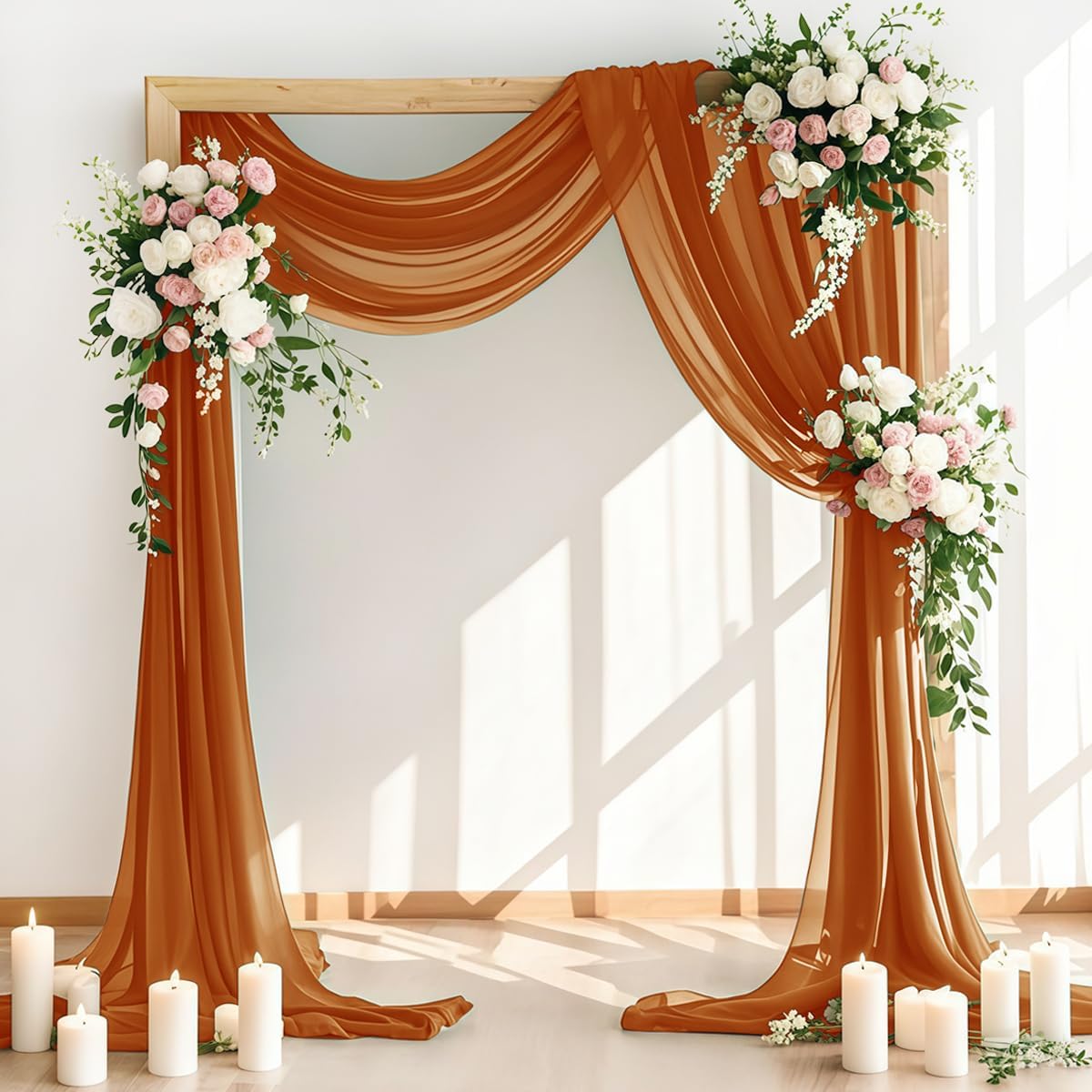 Wedding Arch Draping Fabric 1 Panel 30'' x 18FT Terracotta Sheer Chiffon Arch Drapery for Photo