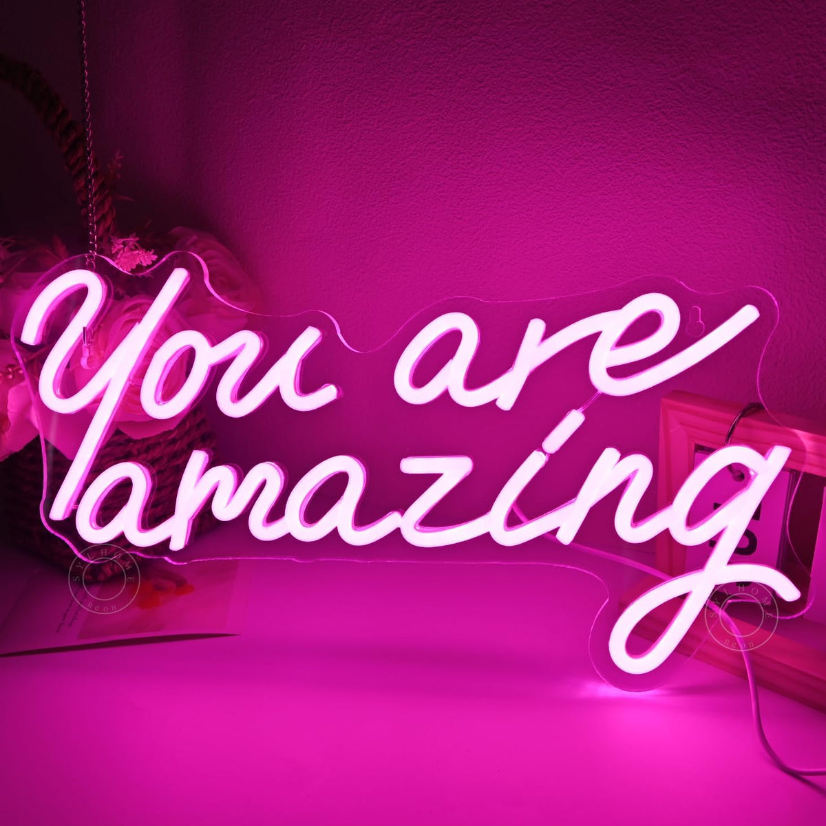 SYLHOME Pink You Are Amazing Led Neon Light Sign Girls Bedroom Kids Room Wall Decor Sign Wedding