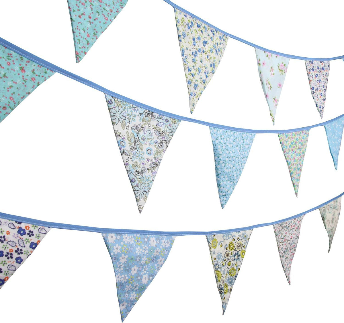 10M/32Ft Triangle Bunting Banner, 36 Pcs Cotton Fabric Flags Pennant Garlands for Birthday Party