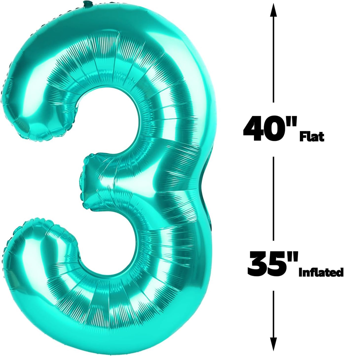 Large 40 Inch Teal Blue 3 Number Balloon, 3 13 23 30 33 36 38 Teal Blue Birthday Party Decorations