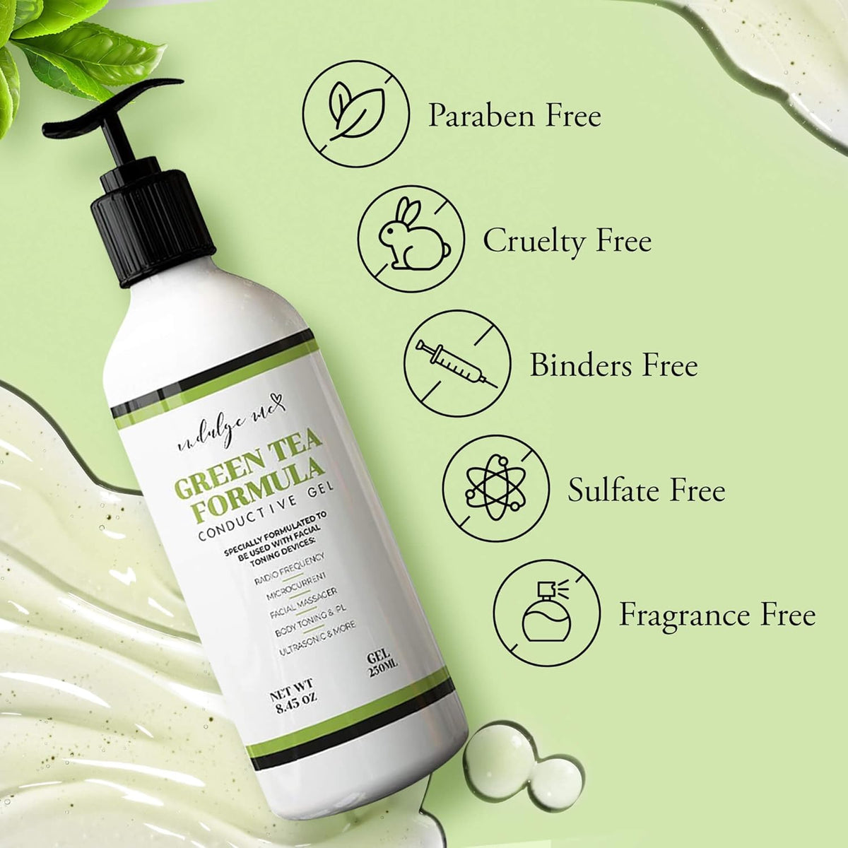 Facial Conductive Gel for Microcurrent Device with Korean Green Tea Extract, Aloe Leaf Water