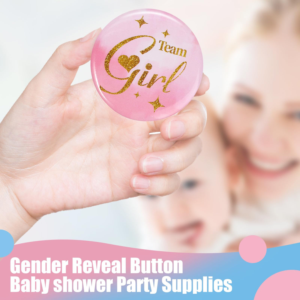 Gender Reveal Pins 60Pcs 4.4cm - Team Boy Team Girl Button Pins- 1.75 Inch