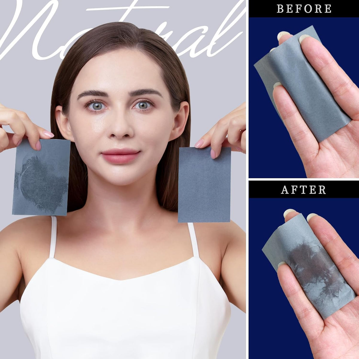 Teenitor Bamboo Charcoal Blotting Paper - 1200 Count Oil Absorbing Sheets for Oily Skin Face Oil