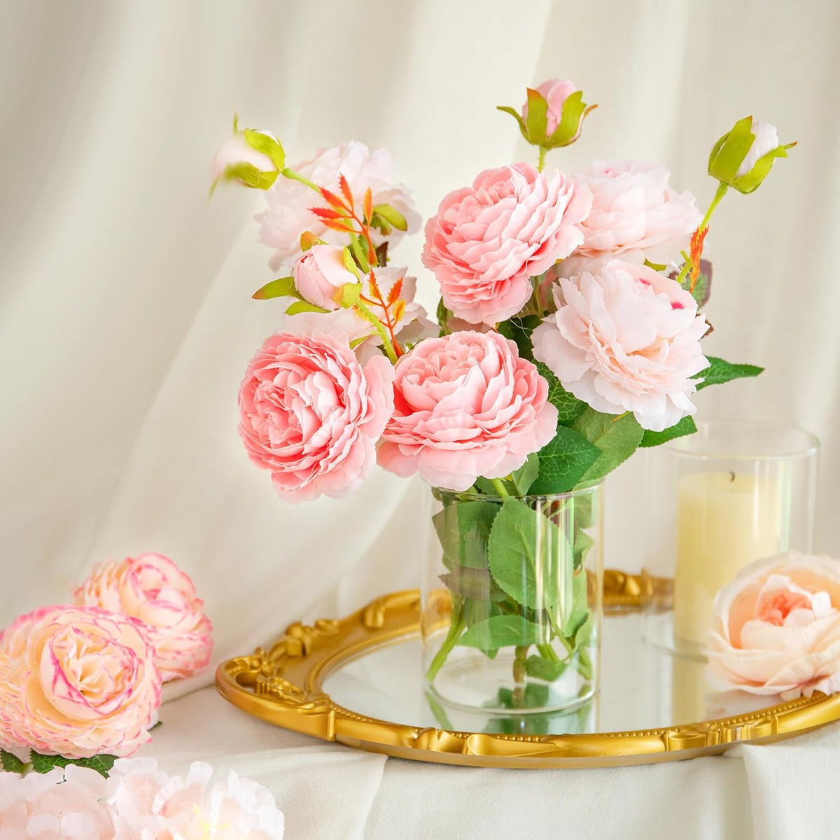 12pcs Glass Cylinder Vases for Centerpieces - 4 Inch Small Flower Vase for Wedding Decorations