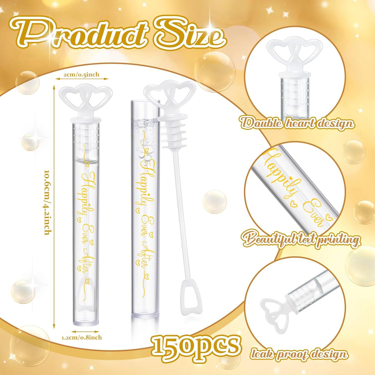 150 Pcs Bubble Wands Bulk for Wedding Party Mini Heart Wand with Bubble Solution for Wedding Bridal