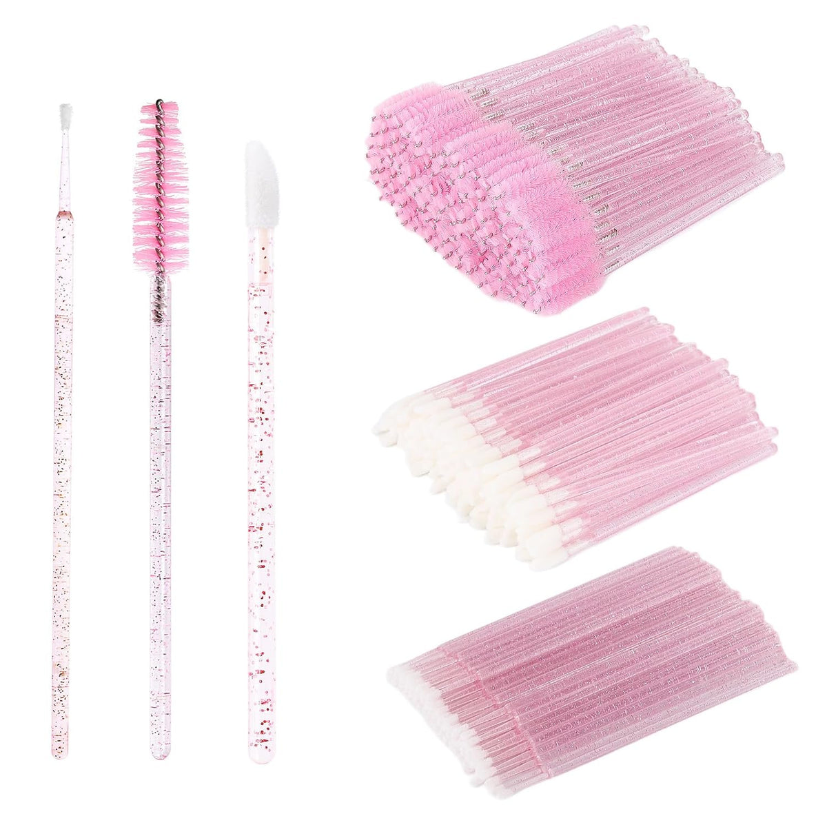 300 Pcs Spoolies Mascara Wands and Lip Brushes and Micro Swabs Applicator Disposable Eyelash