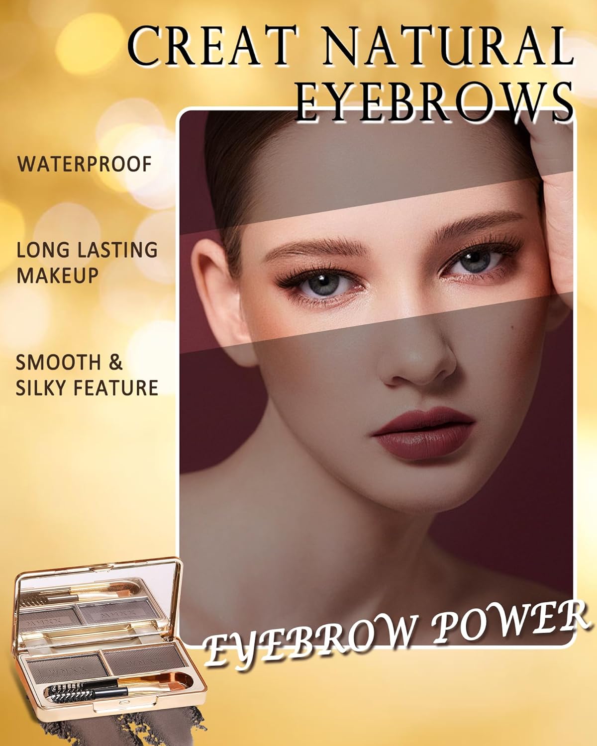 Eyebrow Powder Kit-2 Colors Eye Brow Tinting Powder Palette Long-Lasting Waterproof, Light Dark