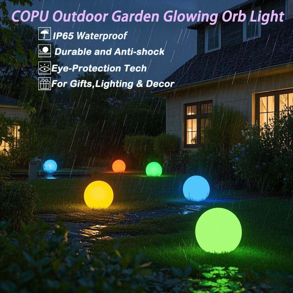 12-Inch LED Ball Light, Changing Glowing Orb Light with Remote, Soft Dimmable Globe Floor Lamp