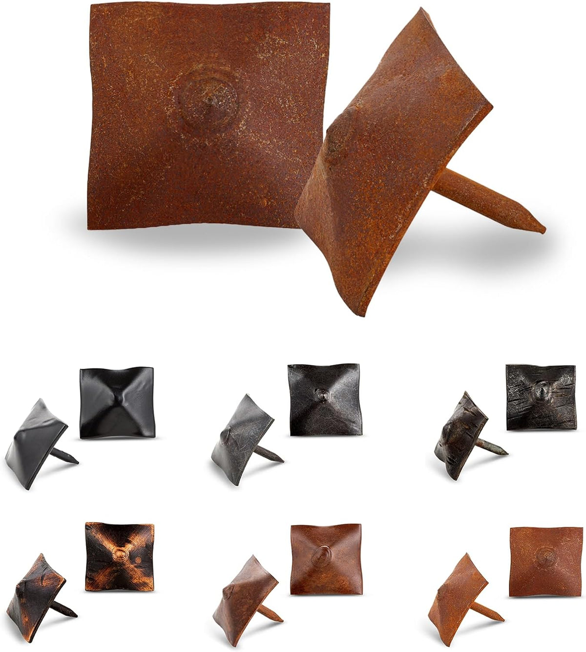 25 Pack 1" Square Head Iron Clavos Decorative Nails – Rusted – Handmade Rustic Square Fasteners for