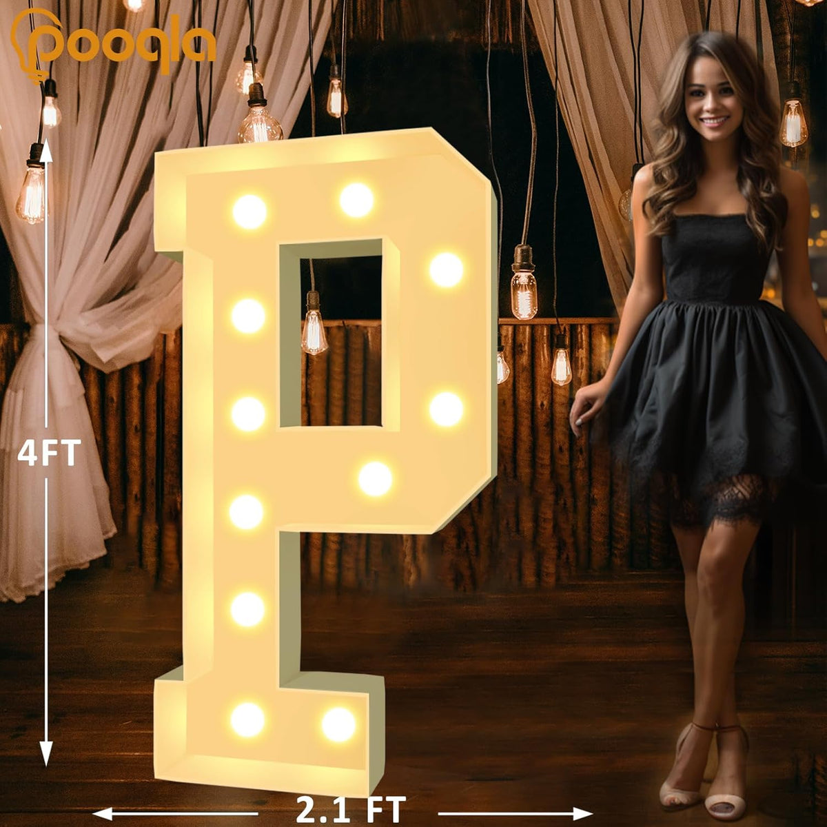 Pooqla 4 FT Light Up Marquee Letters, Giant Mosaic Letters Cool White and Warm White LED, Large
