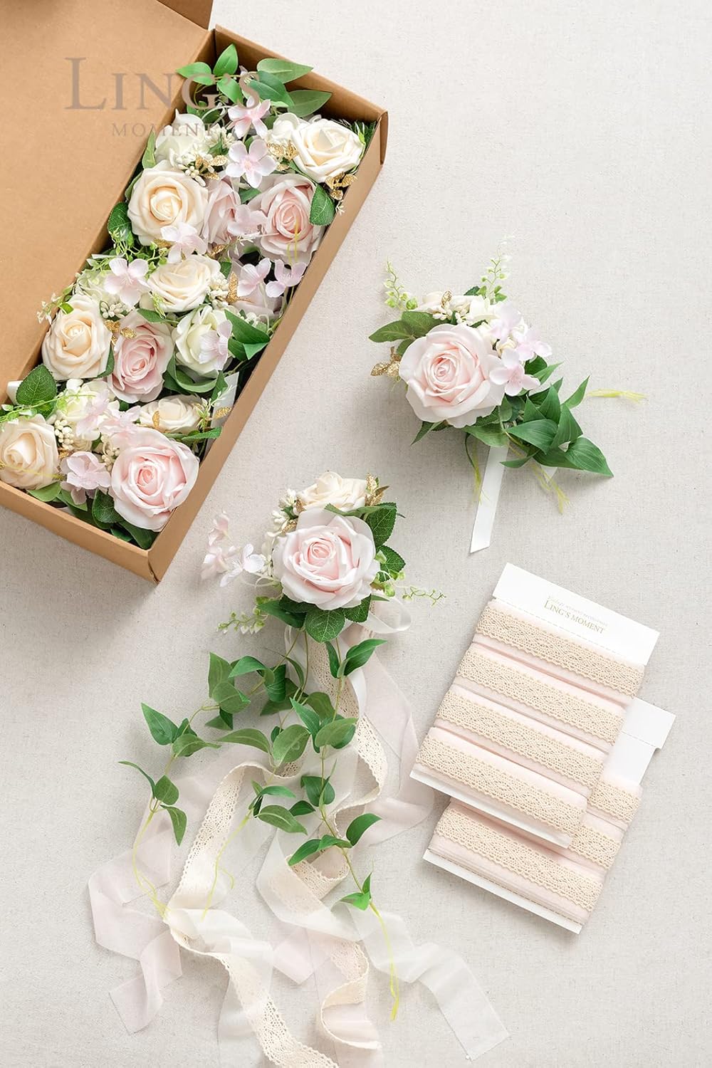 Ling's Moment 8pcs Wedding Artificial Aisle Pew Flowers Chair Decorations Arrangements with Chiffon