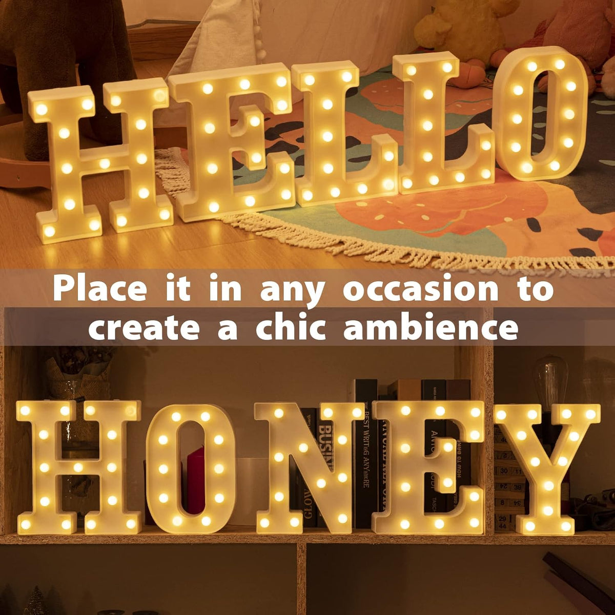 HXWEIYE Light Up Letters H, 8.57 Inch LED Marquee Letter Lights Sign 26 Alphabet and 10 Number Big