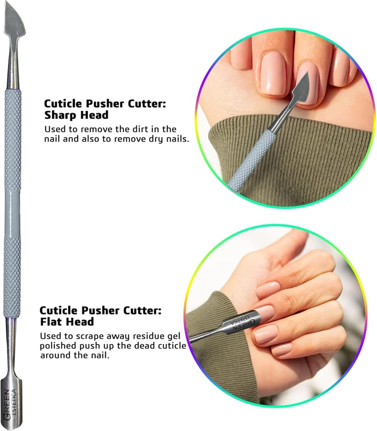 Professional Cuticle Trimmer with Cuticle Pusher Nail Cuticle Remover Nipper Silver Stainless Steel