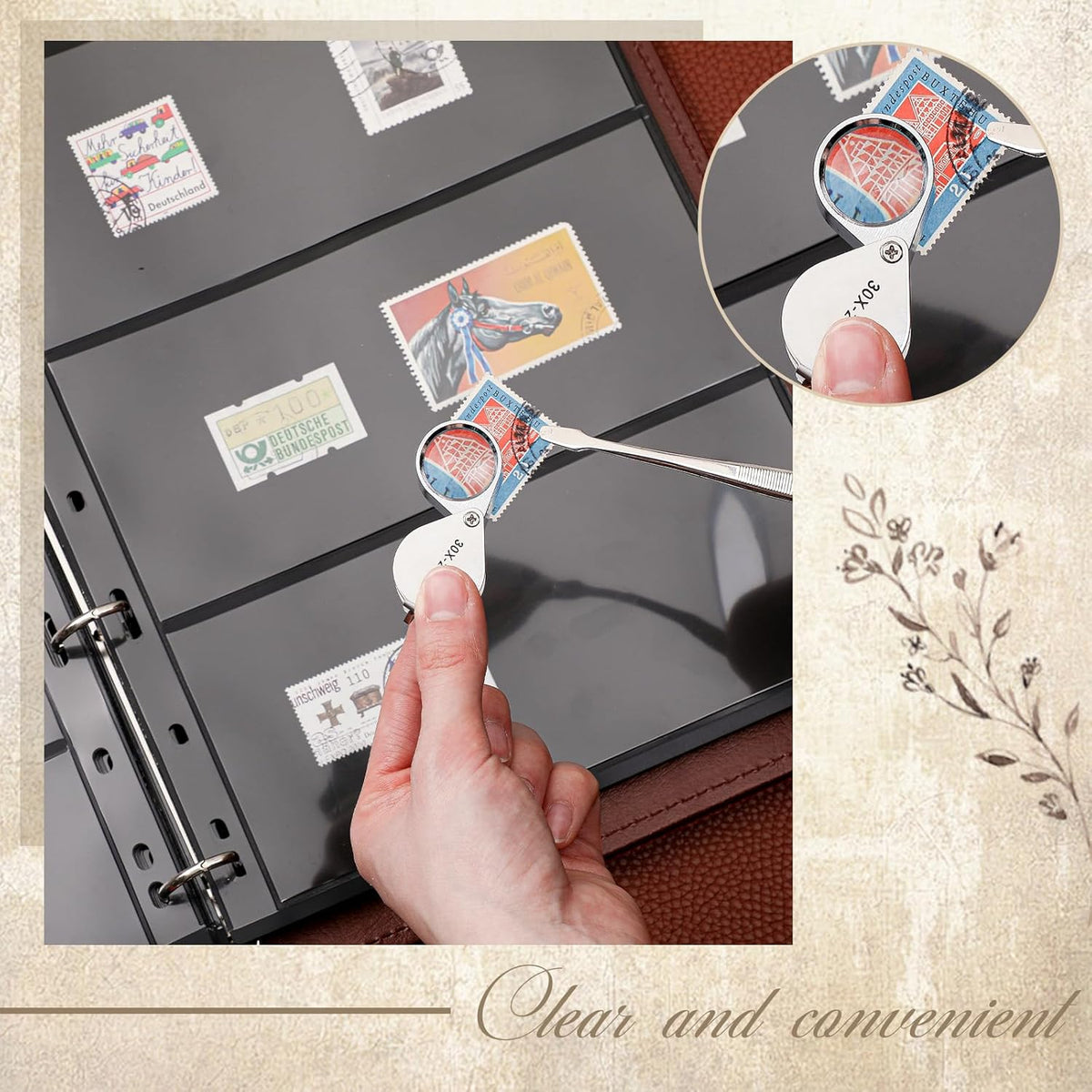 Lewtemi Stamp Collecting Albums Set Stamp Collection Book Include 20 Pages Album Binder Tweezer and