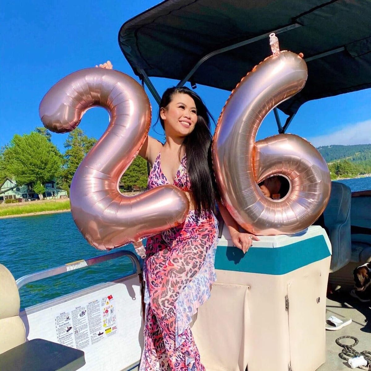40 Inch Rose Gold Foil Balloon Number 2, Large Self Inflating Number Balloons 0-9 Digital Helium