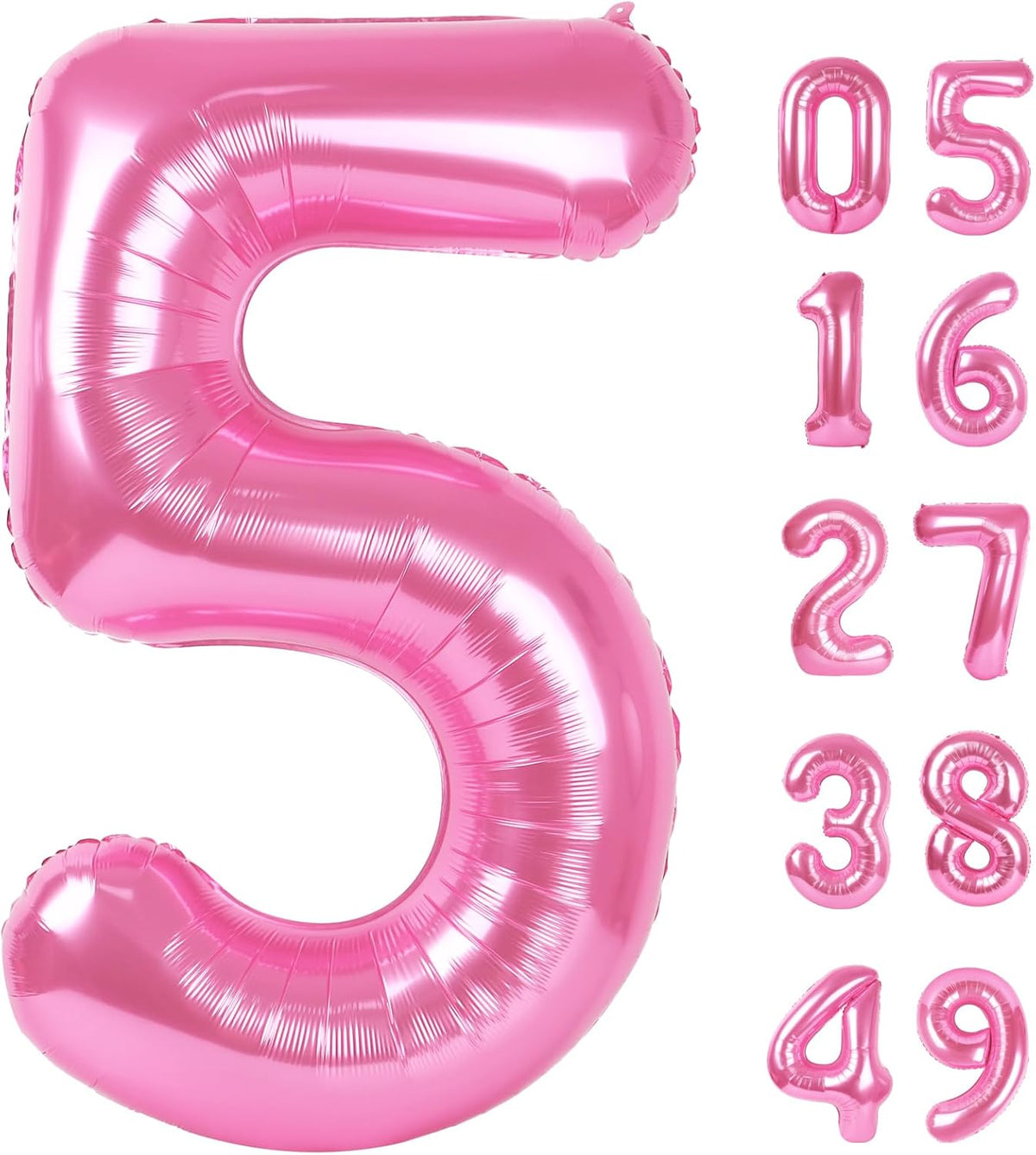 Pink 5 Number Balloon 40 Inch Large Birthday Balloon, Five 5th 15 25 35 50 55 Birthday Celebration