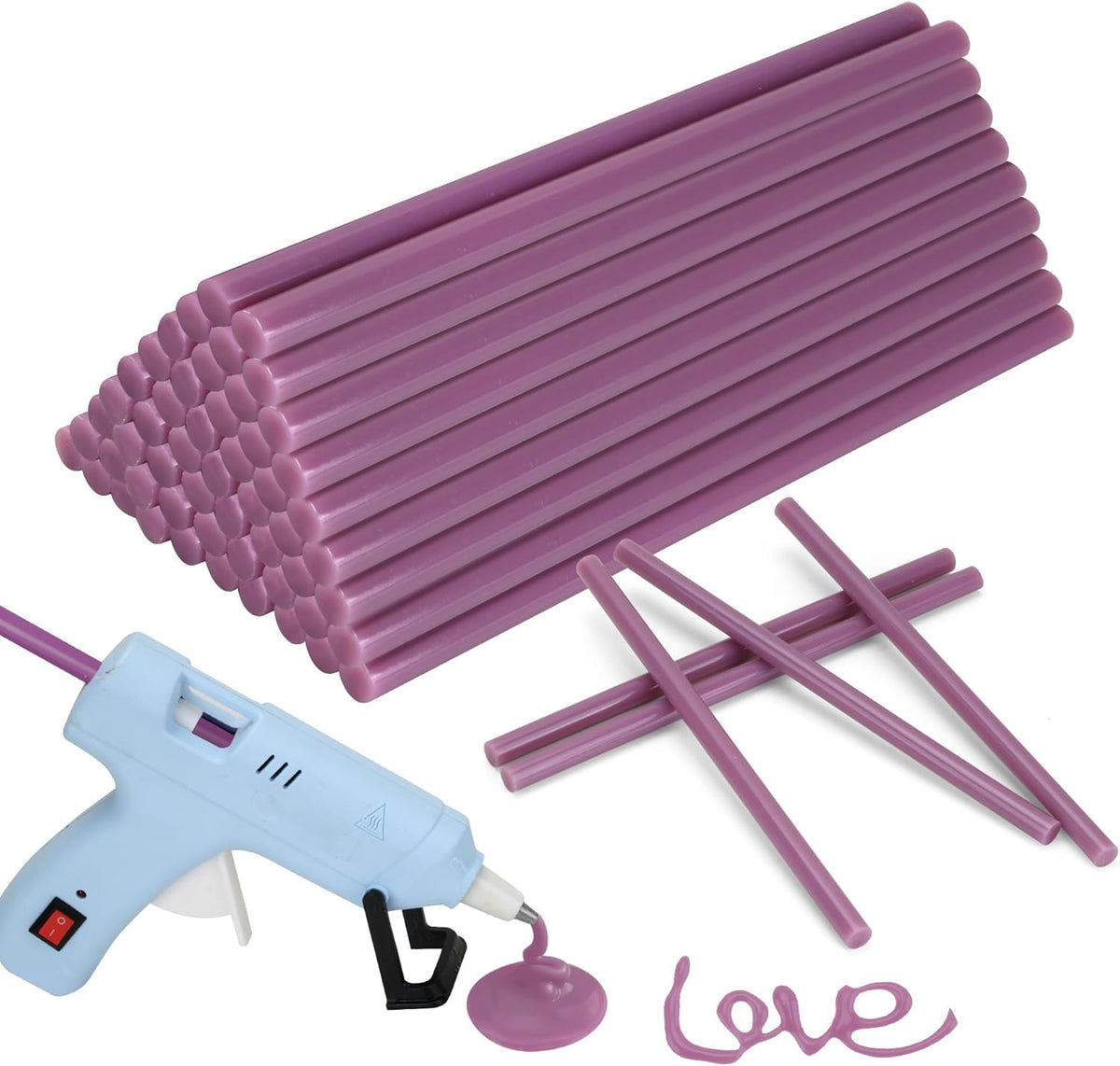 MATUFF light purple Hot Glue Sticks Mini 0.27" x 5.9 inches, Hot Melt Mini Glue Sticks Colored for