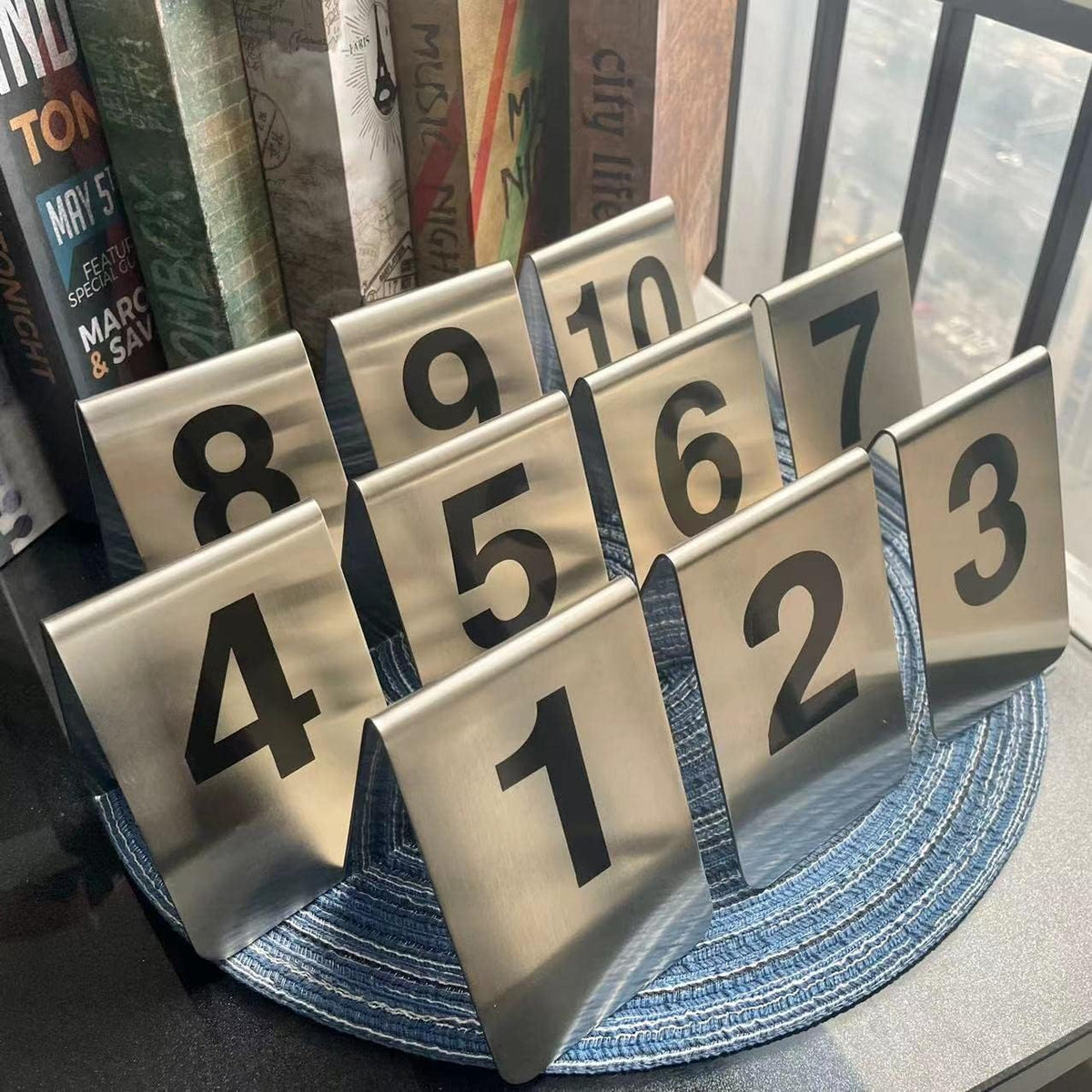 Metal Place Cards Stackable Tent Style Table Numbers,Place Card Holders for TRPG Wedding Party