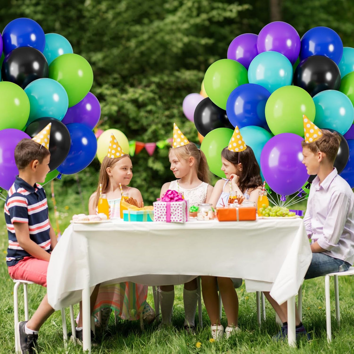 Green Purple Blue Balloons, 12 Inch Purple Green Teal Black Latex Balloons, Royal Blue Helium