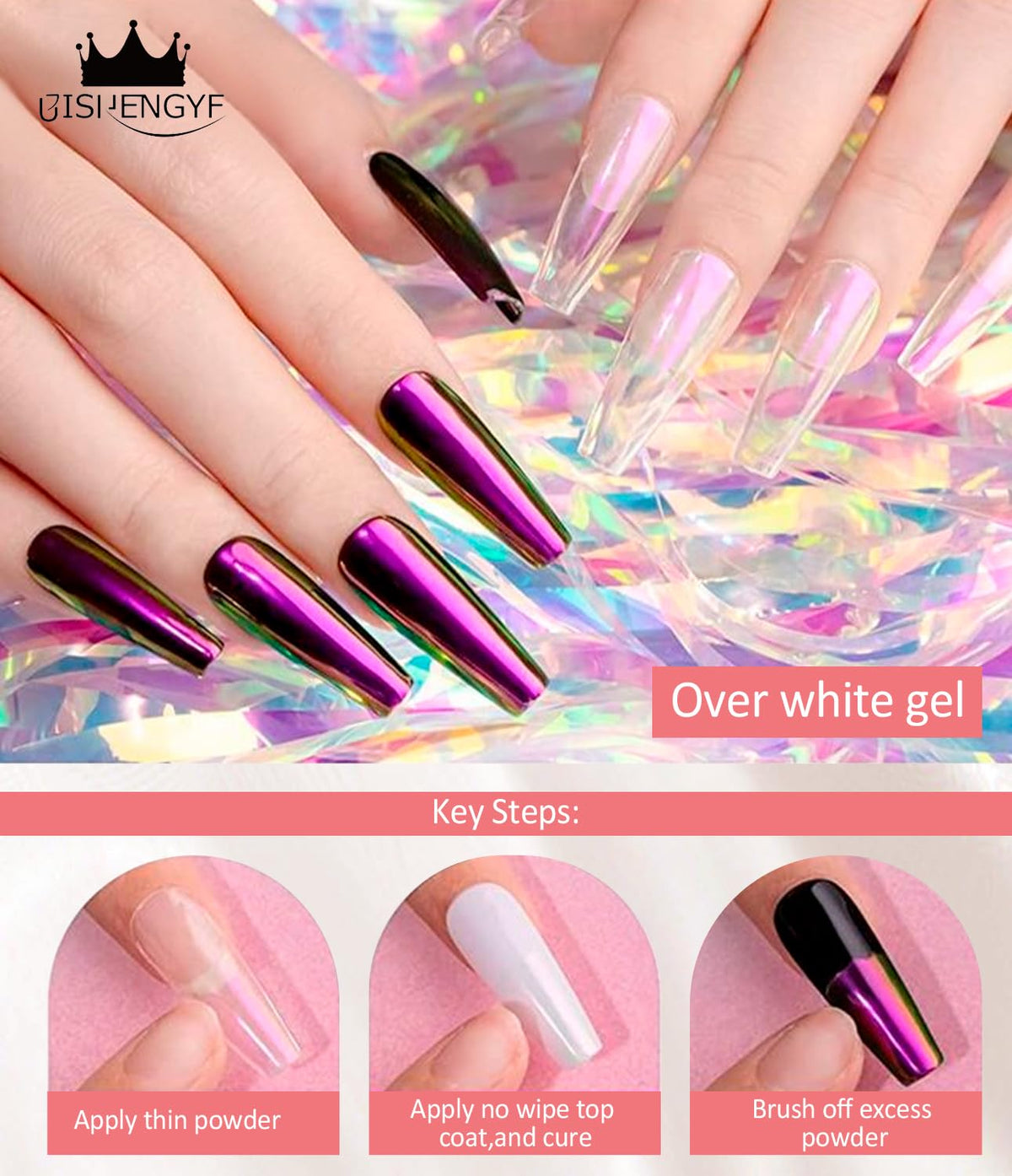 Pearl Chrome Nail Powder - 4pcs Iridescent Aurora Chrome Powder Pearl Mirror Effect Glitter Powder