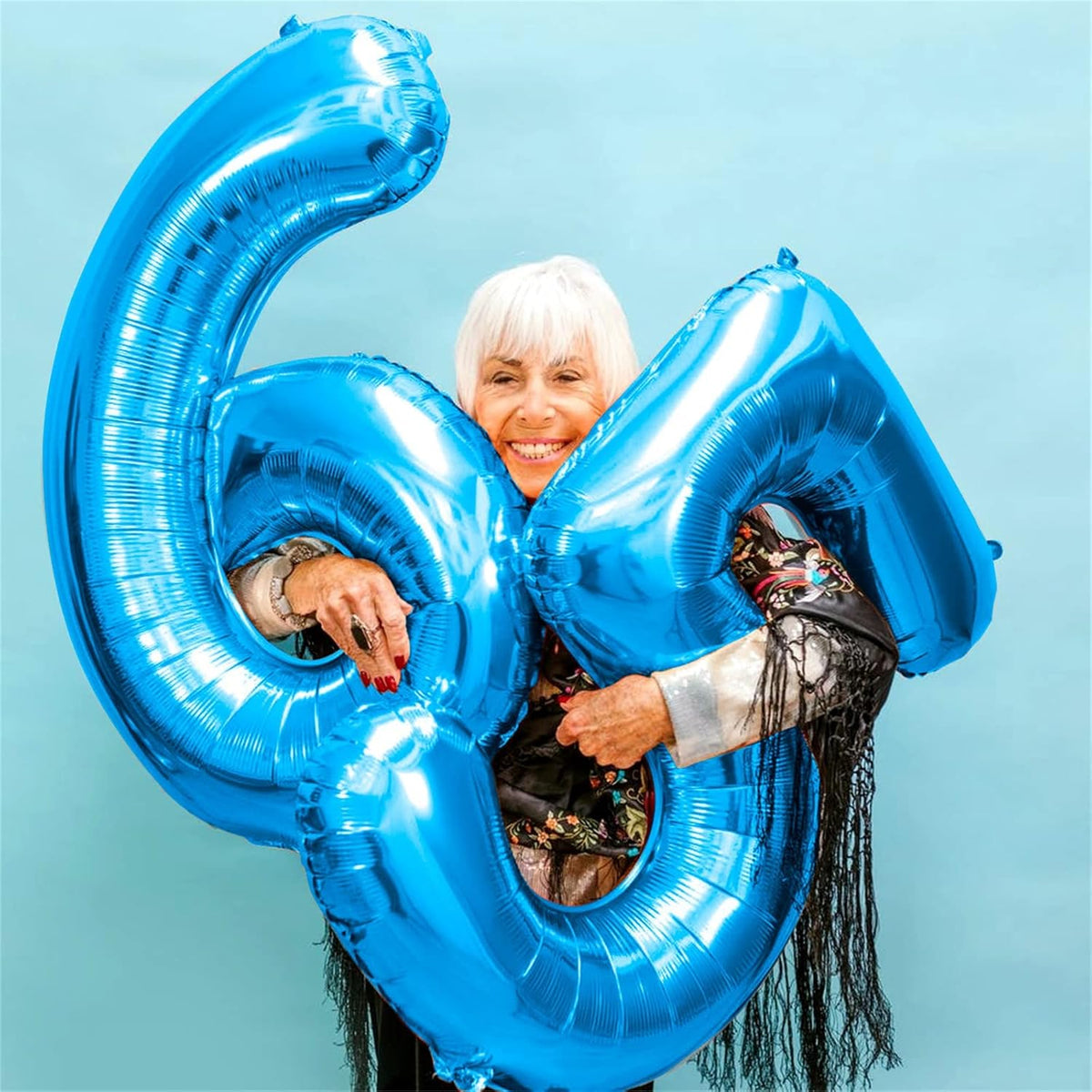 Blue Number Balloons, 40inch Large Number 5 Foil Mylar Helium Balloons, Self Inflating Number