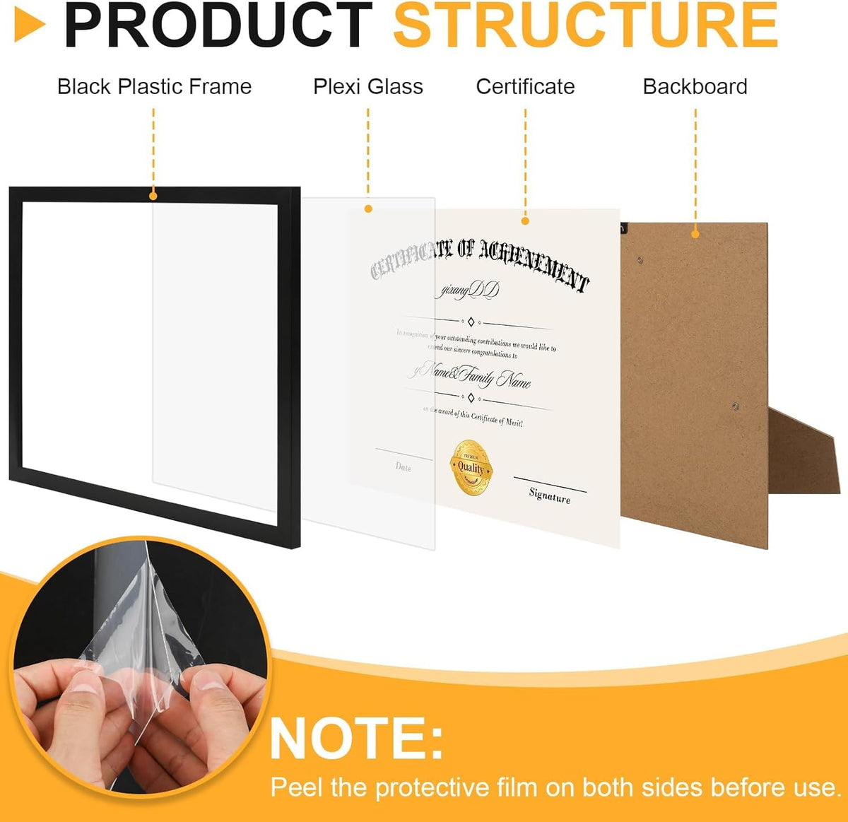 YixangDD 12 PACK Certificate Frames 8.5 x 11, Black Diploma Frame Document Frame with Clear