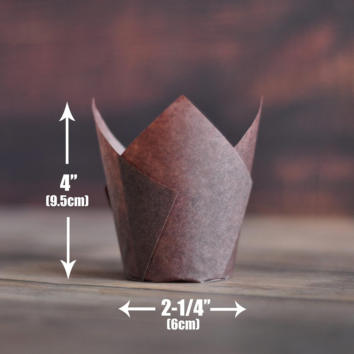 Large size White+Brown Tulip Baking Cups 2-1/4"(Base diameter) x 4"(Wall height) Greaseproof paper