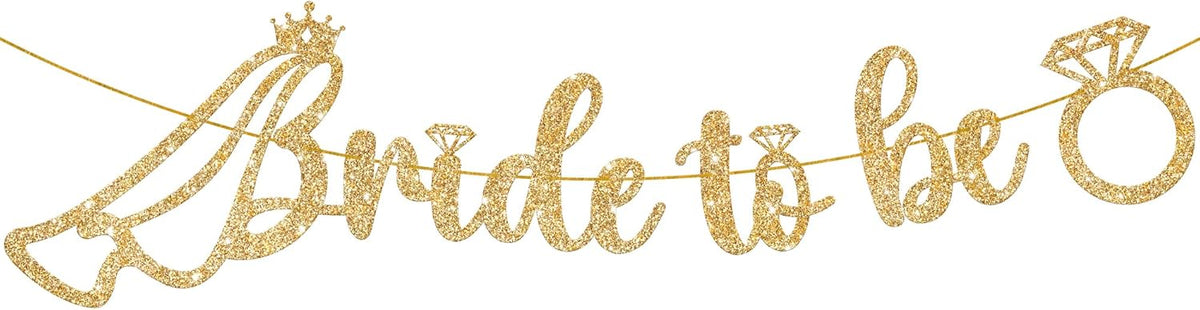 KatchOn, Glitter Bride to Be Banner Gold - 10 Feet, No DIY | Bridal Shower Banner for Bridal Shower