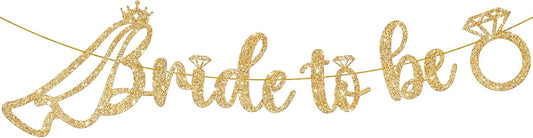 KatchOn, Glitter Bride to Be Banner Gold - 10 Feet, No DIY | Bridal Shower Banner for Bridal Shower