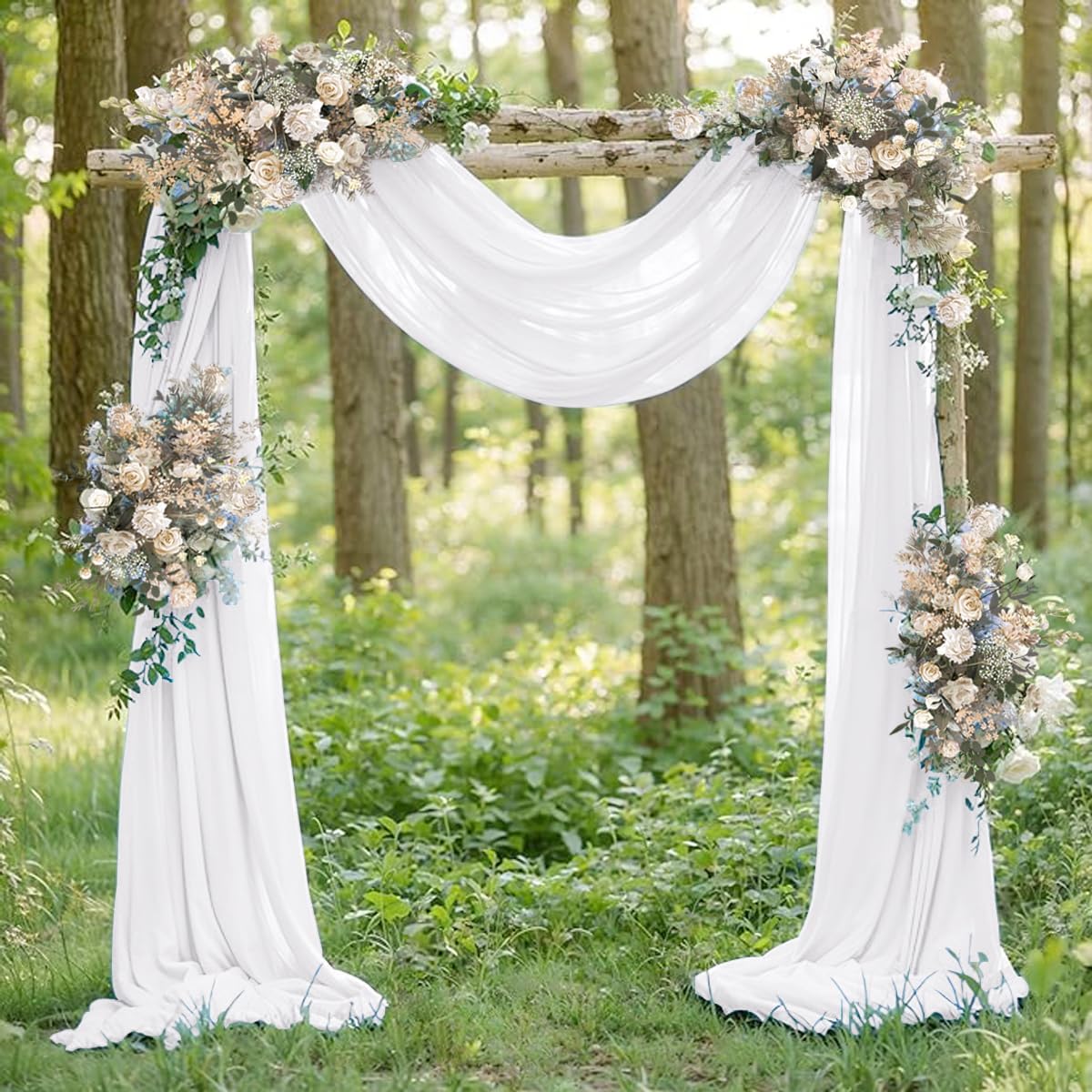 White Elegant Arch Draping Fabric Outdoor 1 Panel 29" × 20Ft Sheer Chiffon Curtain Drapes for Fall