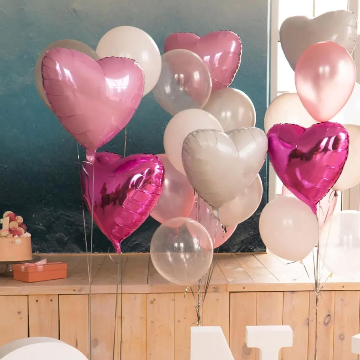 Light Pink Heart Balloons,12Pcs 18 Inch Pastel Baby Pink Helium Foil Love Heart Shaped Balloons for