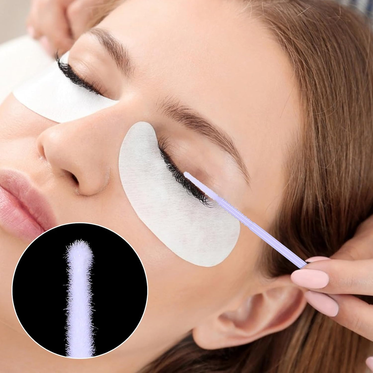 200 Pcs Disposable Micro Applicator Brush, Microswabs for Eyelash Extensions, Long tip Microbrush