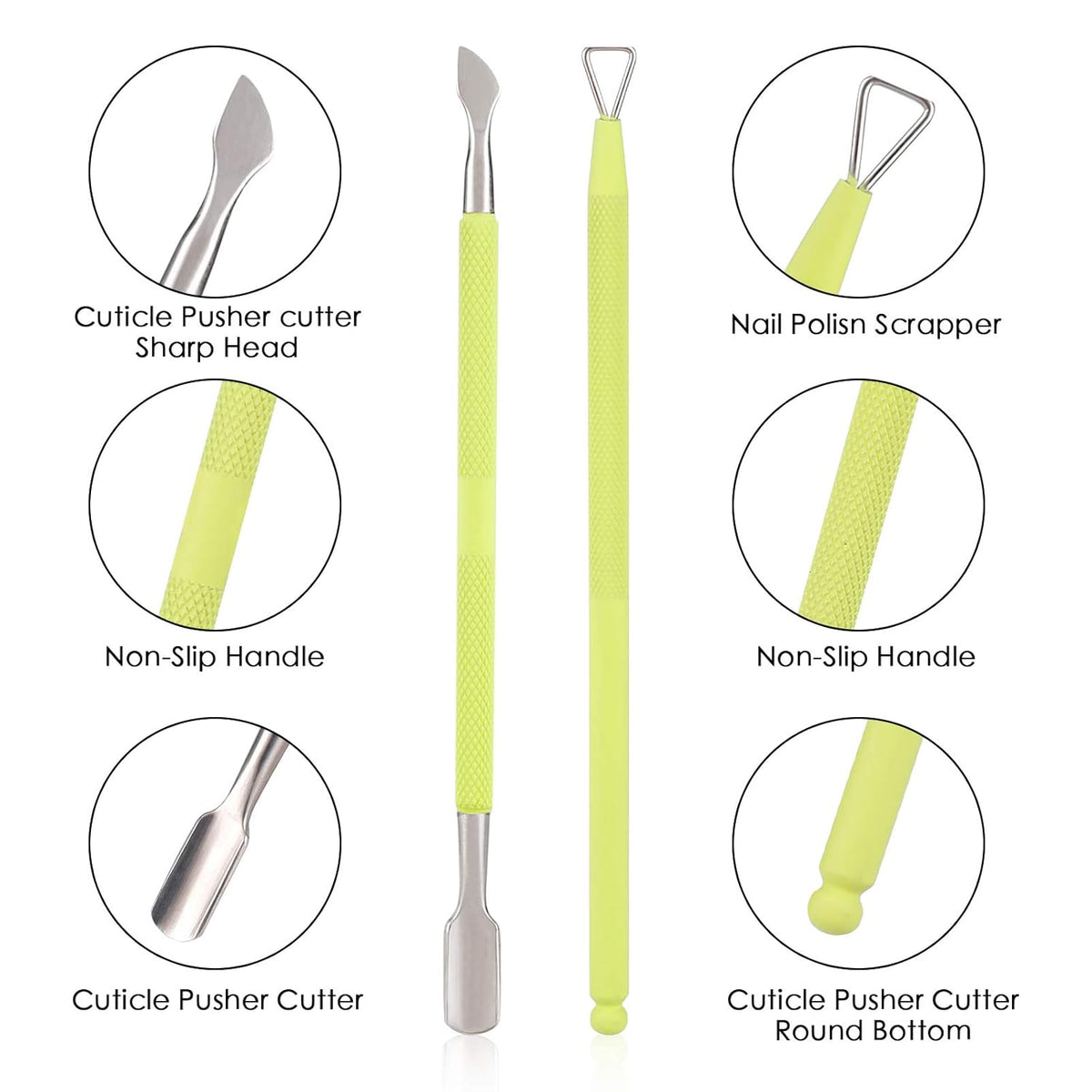 YINYIN Professional Cuticle Trimmer with Pusher and Cutter - Stainless Steel Cuticle Clippers for