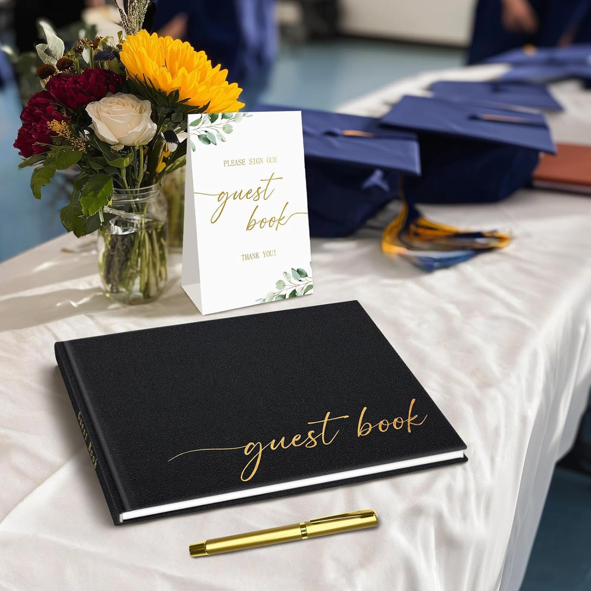 Graduation Guest Book Personalized 2025 - Leather Photo Guestbook for Reception Parties